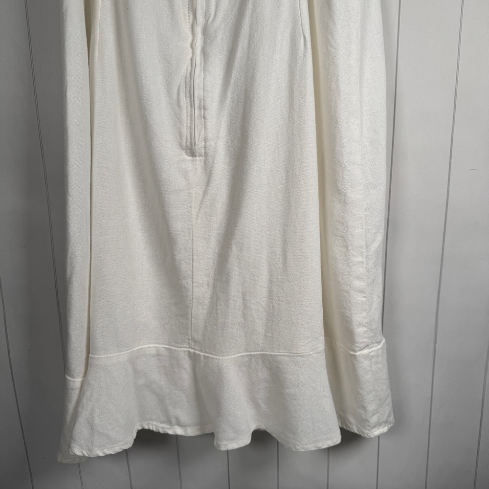 GB Linen Blend White Ruffle Mini Tank Dress Spring Summer Minimalist Chic XXL - Picture 8 of 12